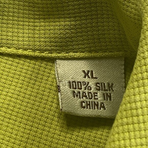 Tommy Bahama Shirt Mens XL Green Textured Silk Short Sleeve Button Up Vacay - Picture 5 of 12